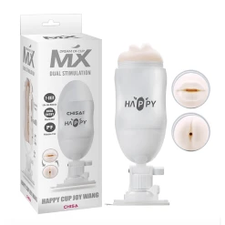CHISA Masturbateur Vibrant à Double Stimulation Avec Ventouse MX Happy Cup Joy Wang Mouth & Ass