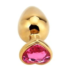 PLGZ Plug Anal Doré Avec Base En Forme De Coeur -dildo shop rosy pluganal sm2